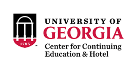 A logo for the university of georgia center for continuing education and hotelier.